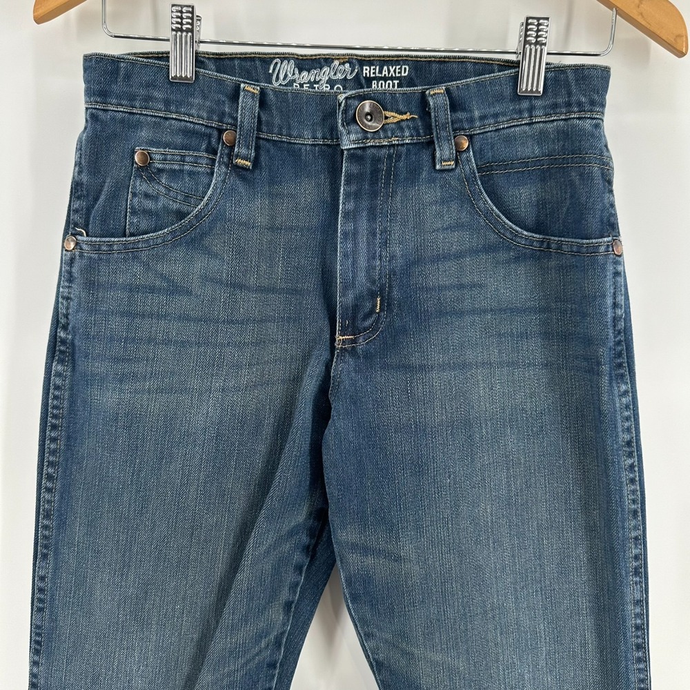 Wrangler Bootcut Jeans Boys 16 Slim Blue Denim Retro Relaxed Fit Classic Whisker